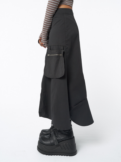 Lexi Black Tech Cargo Maxi Skirt | Minga US