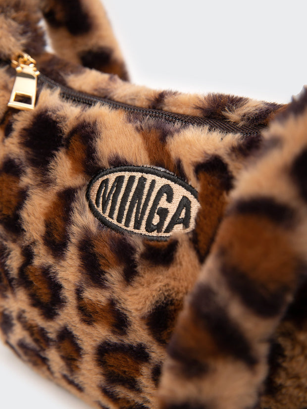 Fluffy Leopard Print Crossbody Bag - Minga London