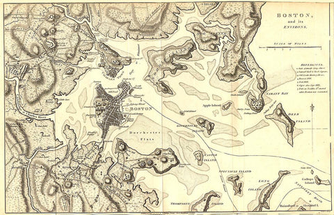 A map showing Boston during the Seige of Boston.