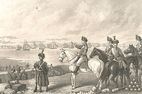 General George Washington watches British sail away after they evacuated Boston at the conclusion of the Siege of Boston.