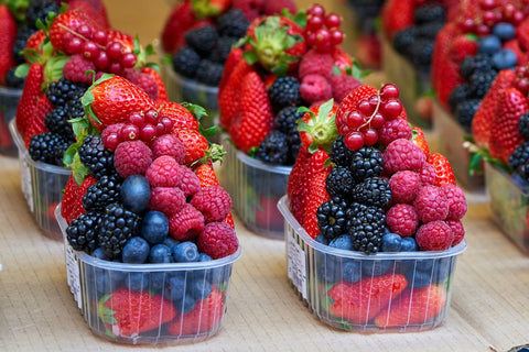 fresh mixed fruit in a plastic container