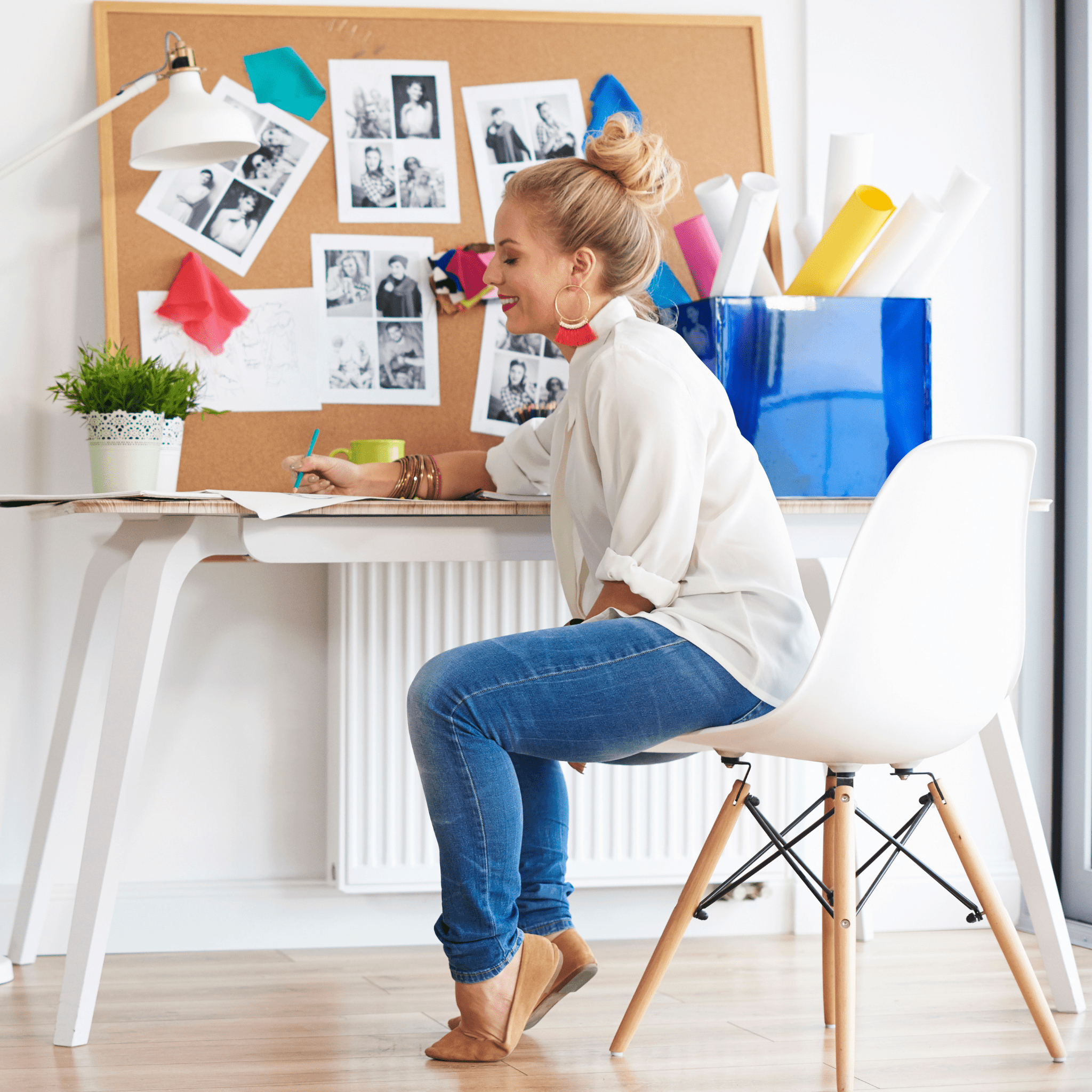 Woman working at her desk