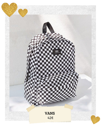 Mochila VANS cuadros blanca y negra black and white