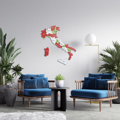 colored italy map wooden country map