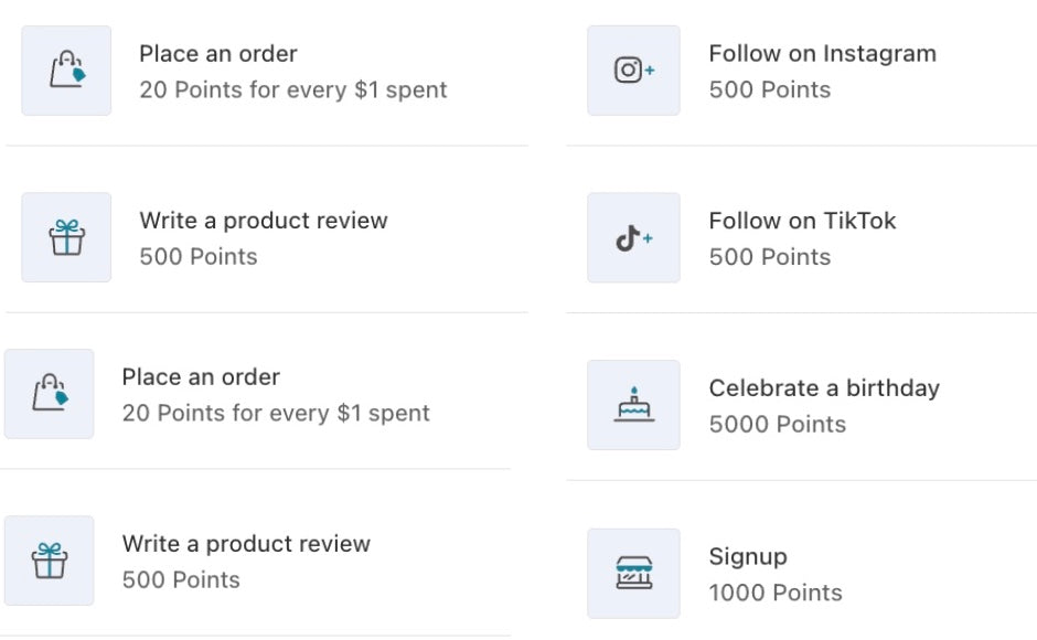 Rewards Program Earn Points