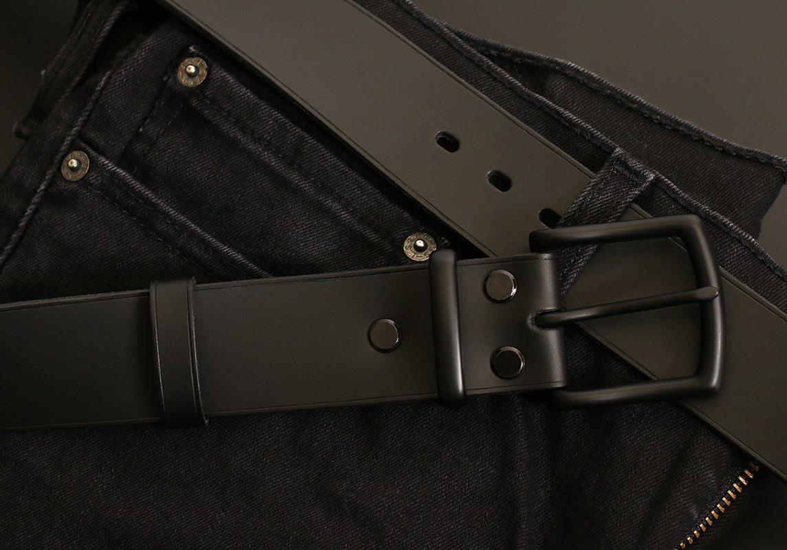 Classic leather belt with nickel plated brass buckle 1 1/2 - black – Rapp