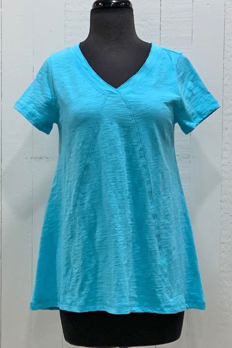 Escape By Habitat Cotton Slub Pieced V-Neck Tunic in Lake – Missouri Bluffs