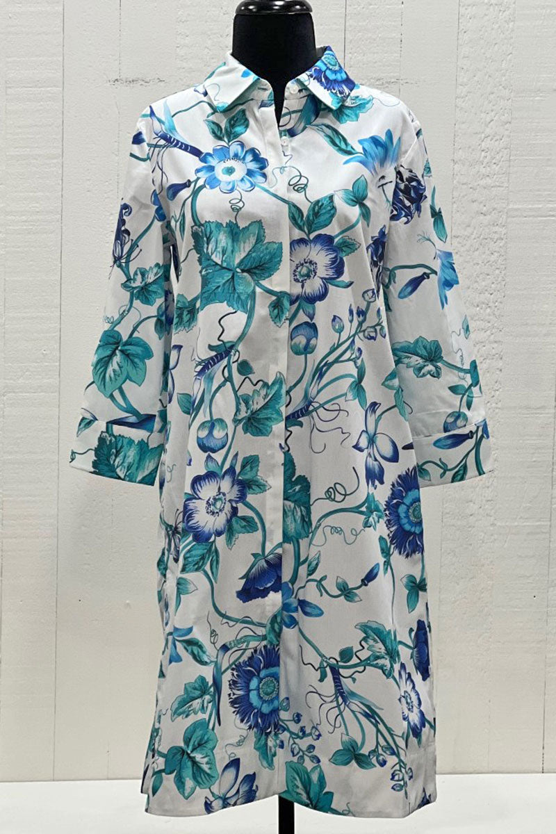 Perlavera Printed Clara 3/4 Sleeve Missy Fit Midi Dress in Ivy Aqua ...