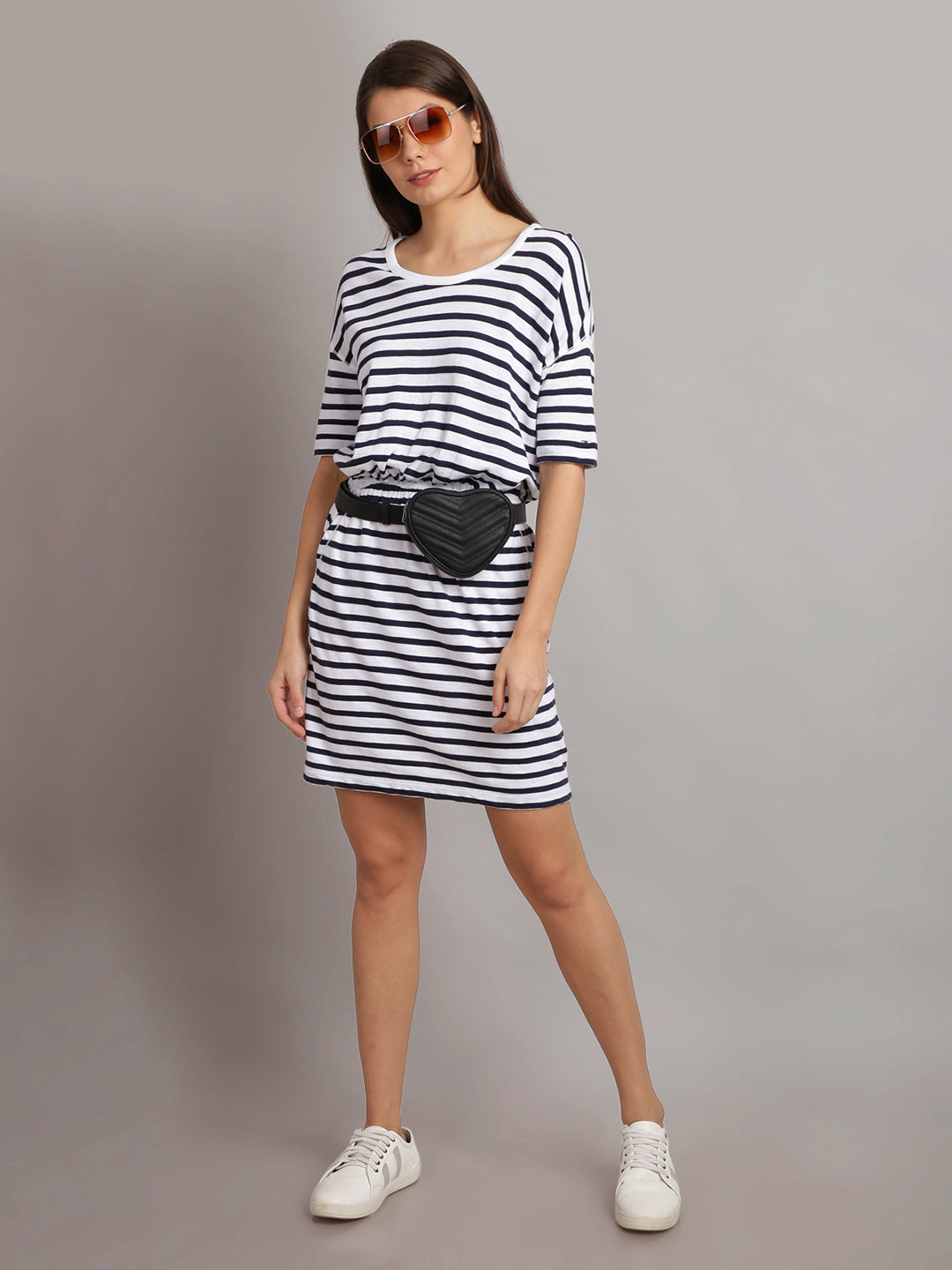 Buy Womens Black And White Striped T Shirt Dress Online India Urgear Urgear