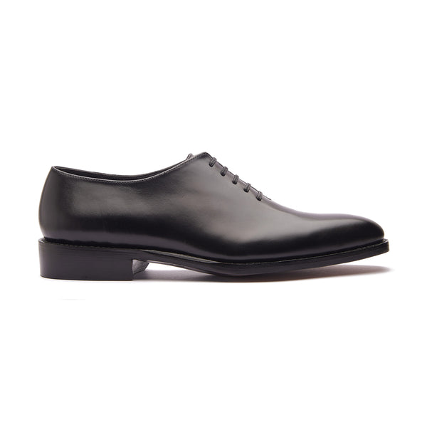 Men's handmade elegant one buckle shoes in black calf leather