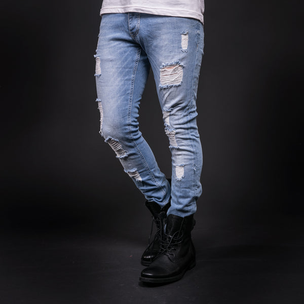 blue slim fit ripped jeans mens