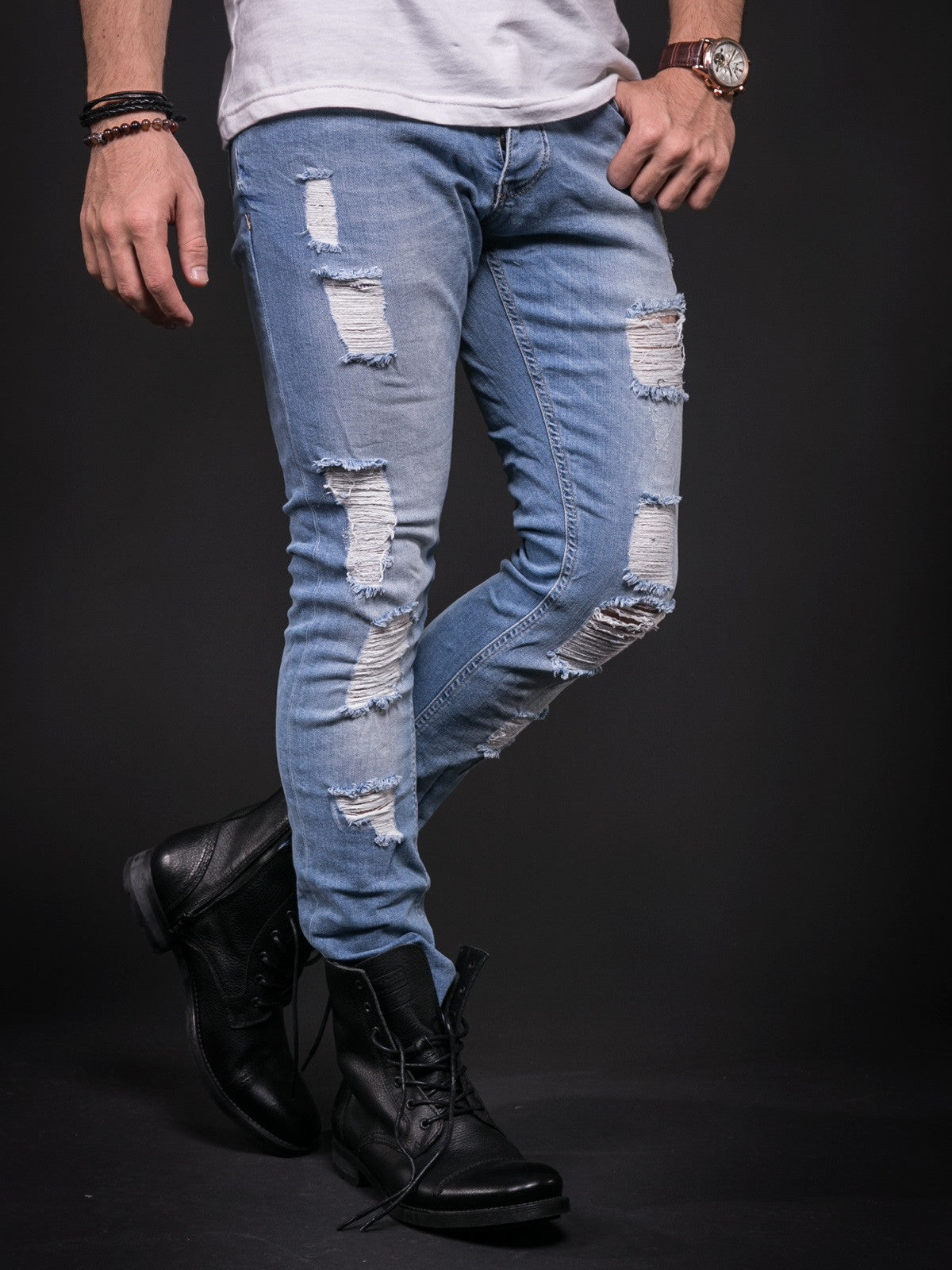 men's ripped destroyed jeans
