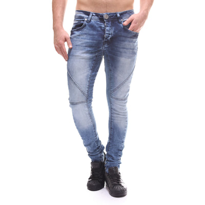 P&V Men Slim Fit Easy Jeans - Blue - FASH STOP