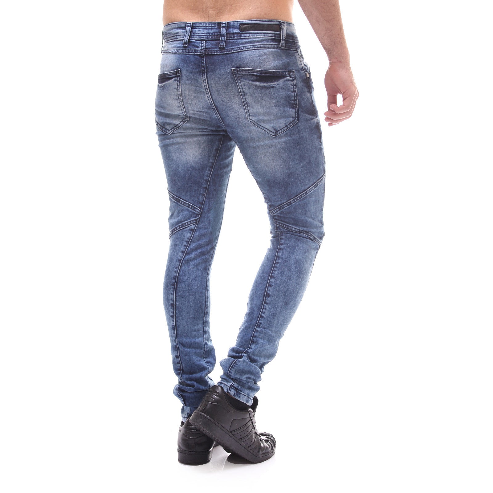 P&V Men Slim Fit Easy Jeans - Blue - FASH STOP