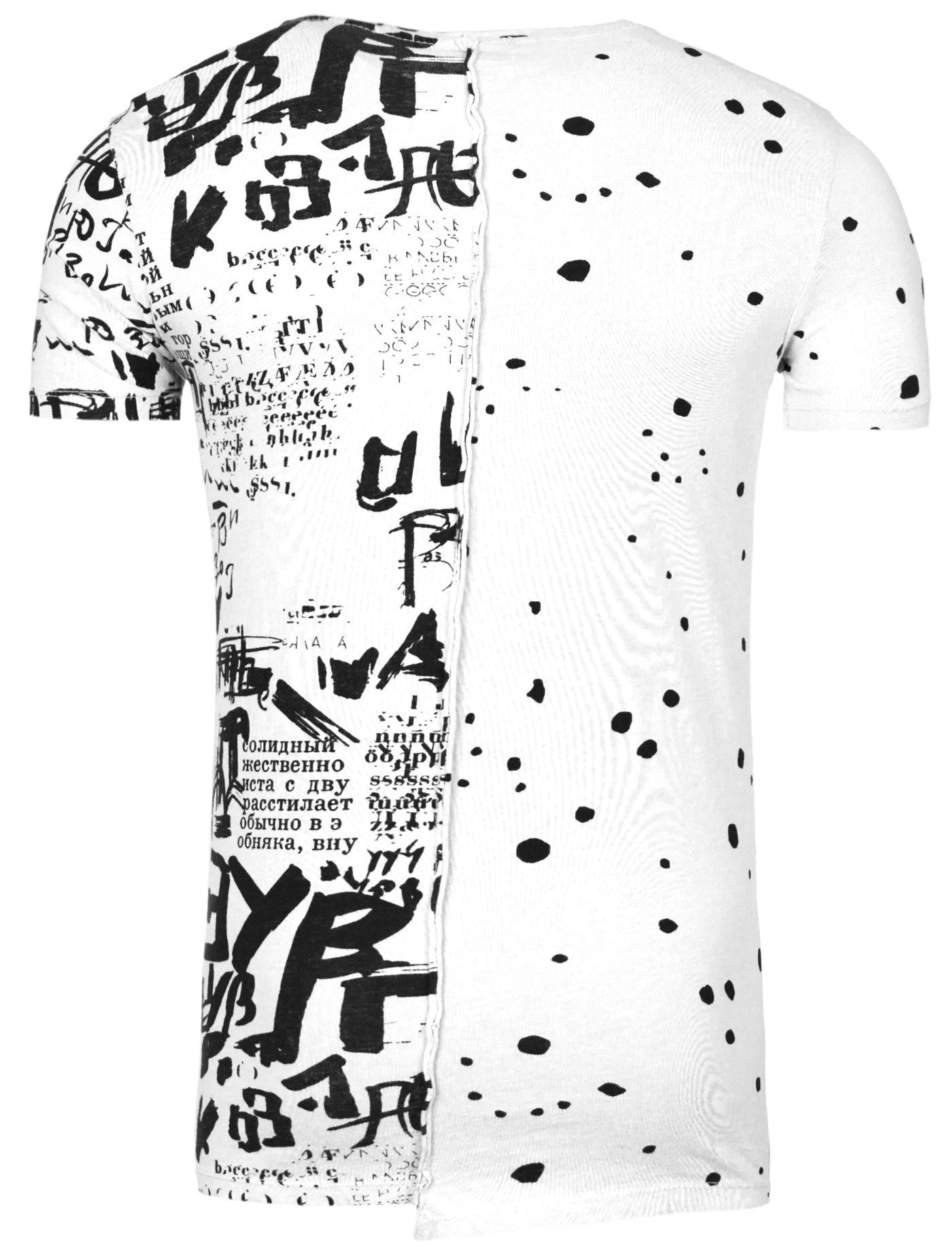 Russ Graffiti Dots Asymmetrical T-Shirt - White - FASH STOP