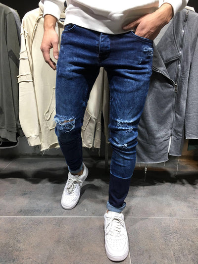 mens blue ripped jeans slim fit