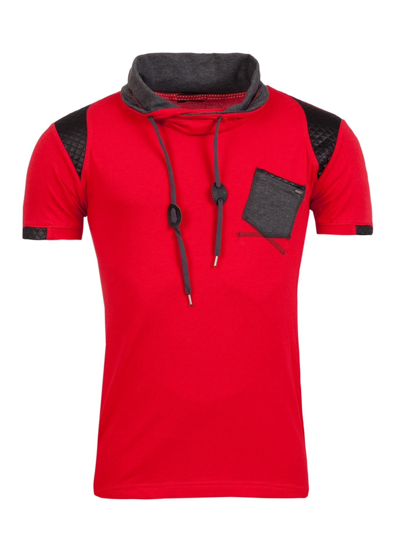 Download R&R Men Pat Mock Neck Pocket T-Shirt - Red - FASH STOP