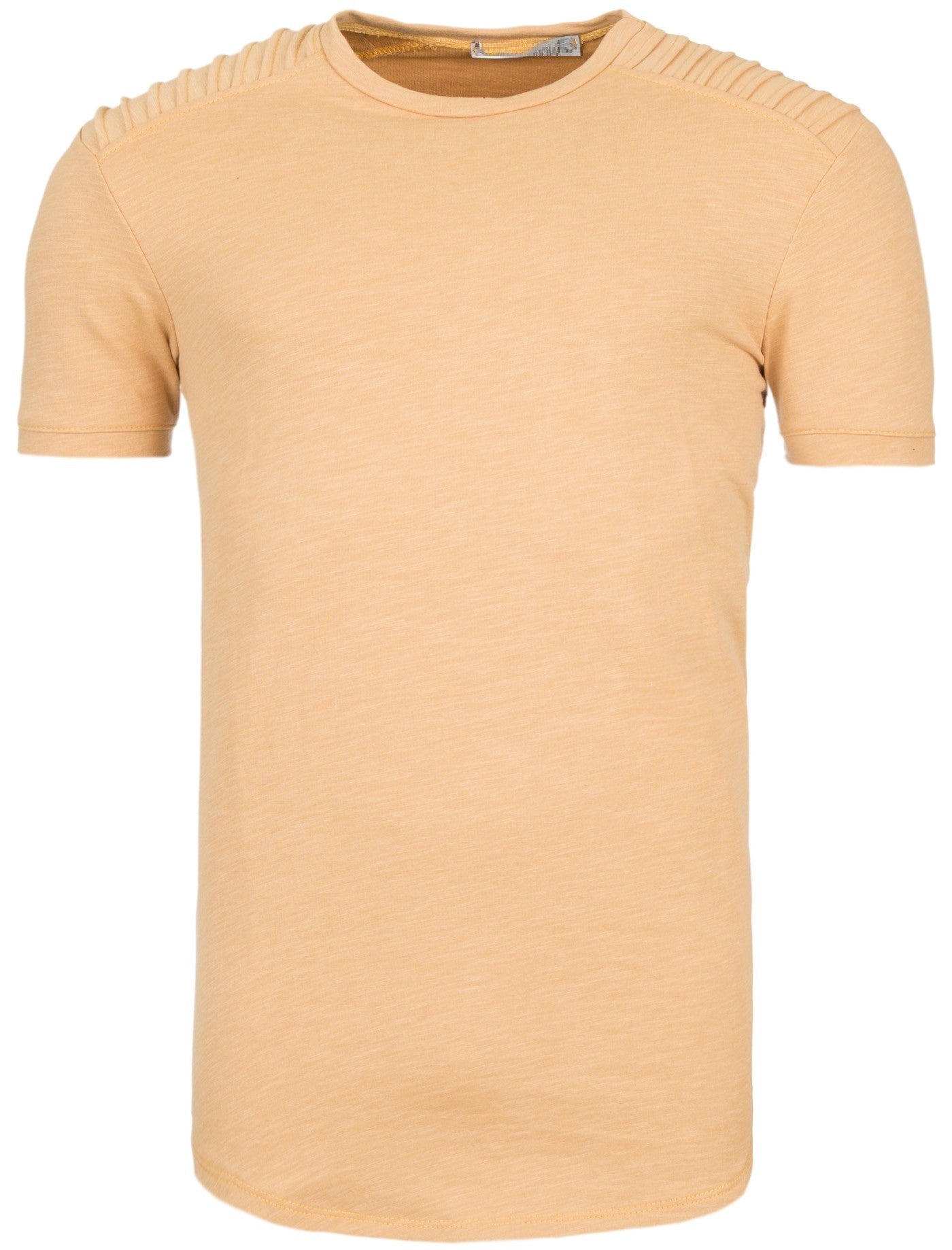 Y&R Men Ribbed Shoulders T-Shirt - Orange - FASH STOP