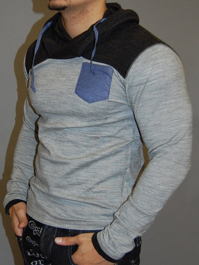 K&D MENS STYLISH POCKET HOODIE SWEATER - GRAY - FASH STOP