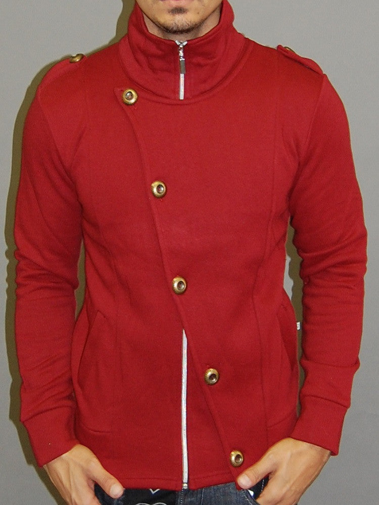 red zip up sweater mens