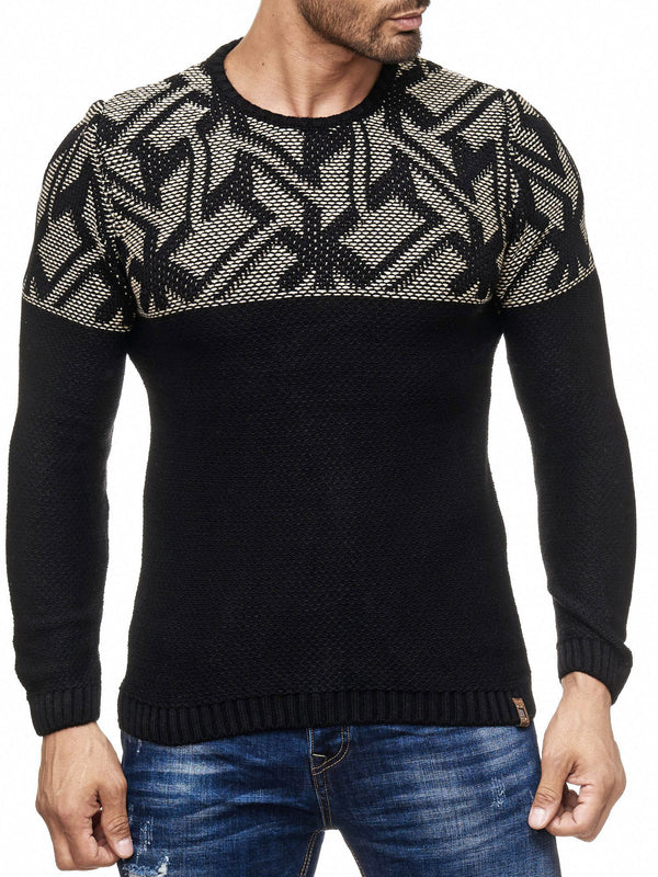 Men Stylish Mock Turtle Neck Pocket Sweater - Black - FASH STOP