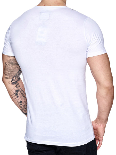 Men Mesh Top Side Zipper T-shirt - White