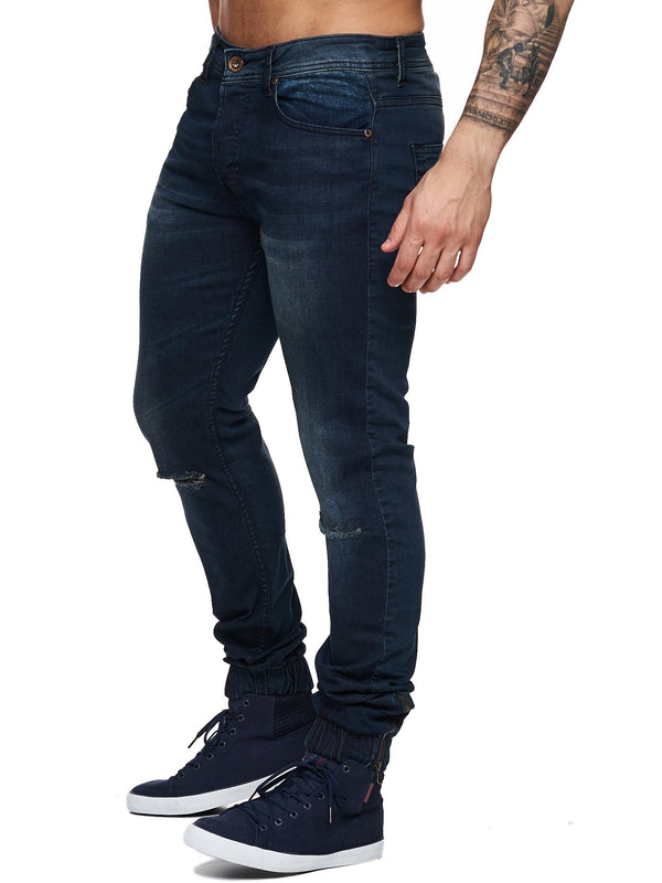 F&S Men Slim Fit Denim Avant Knee Ripped Distressed Jogger Jeans - Dar ...