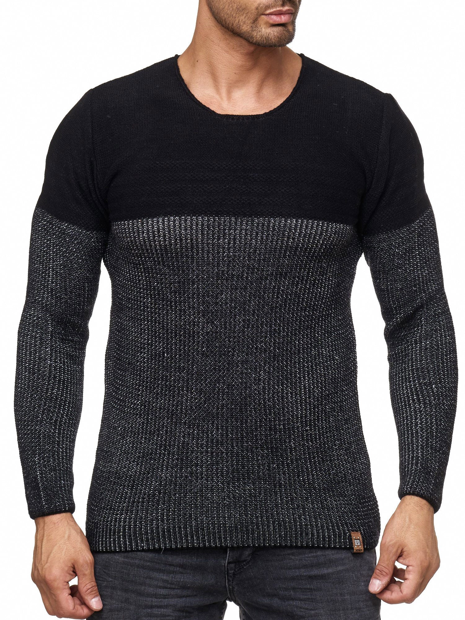 Men Stylish Mock Turtle Neck Pocket Sweater - Black - FASH STOP