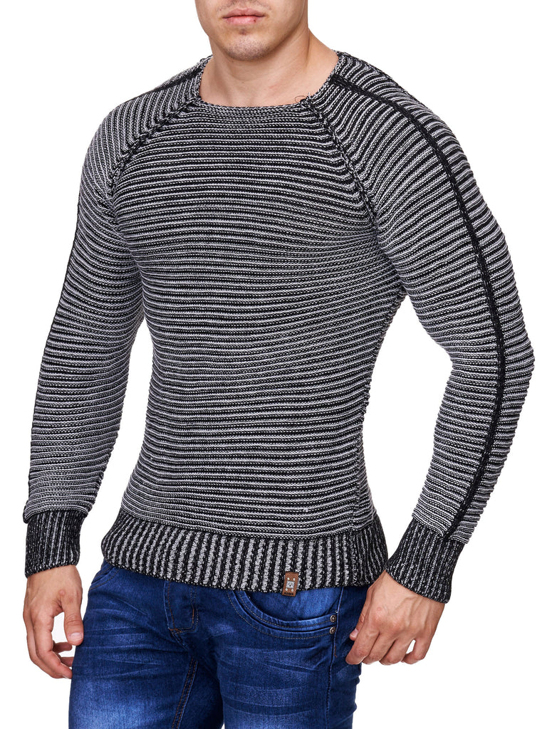 Men Stylish Ribbed Sweatshirt Ridges - Gray