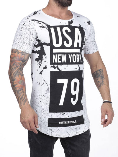 N&R Men Splash USA New York 79 T-shirt - White - FASH STOP