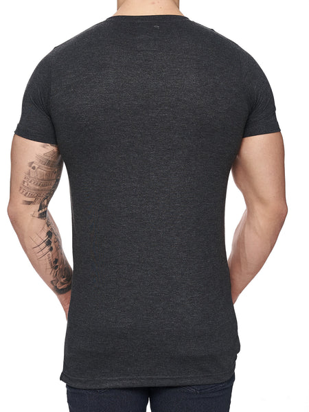 Men Asymmetrical Zipper Long T-shirt - Dark Gray