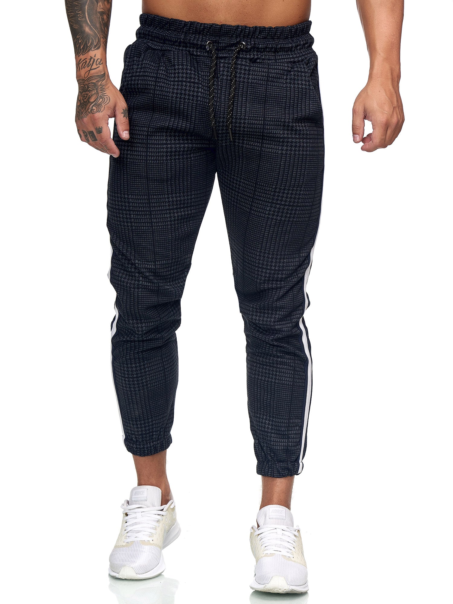 Patta Plaid Sweatpants Joggers - Navy White X0008C - FASH STOP