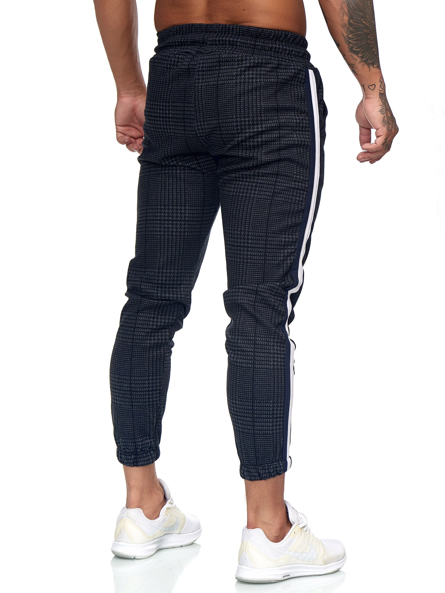 Patta Plaid Sweatpants Joggers - Navy White X0008C - FASH STOP