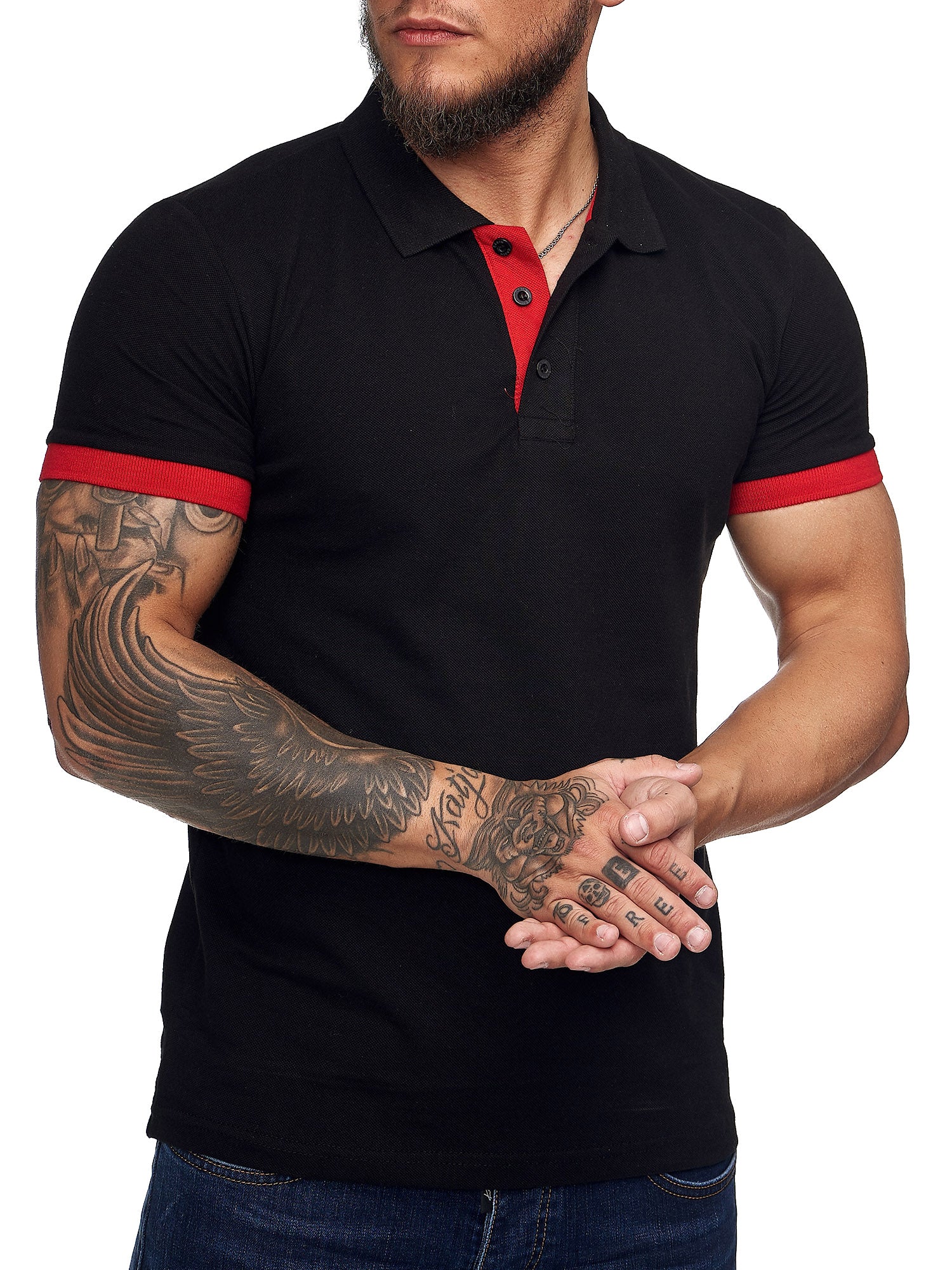 Planu Ringed Sleeves Polo T-Shirt - Black X0015A - FASH STOP