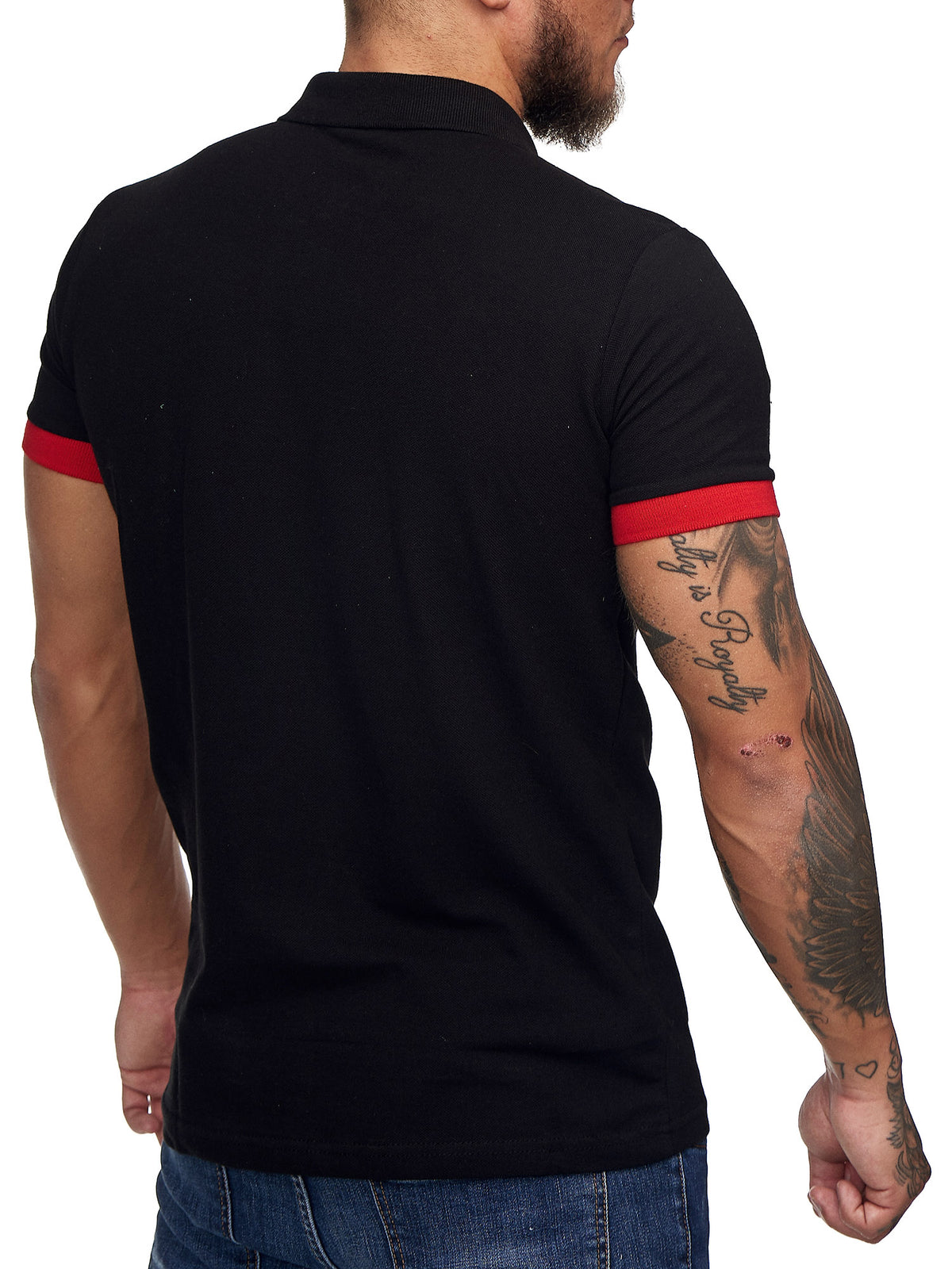 Planu Ringed Sleeves Polo T-Shirt - Black X0015A - FASH STOP