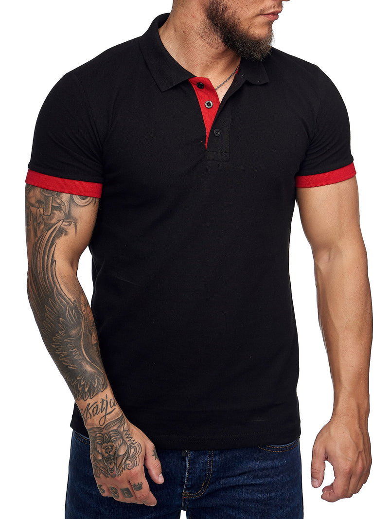 Planu Ringed Sleeves Polo T-Shirt - Black X0015A - FASH STOP