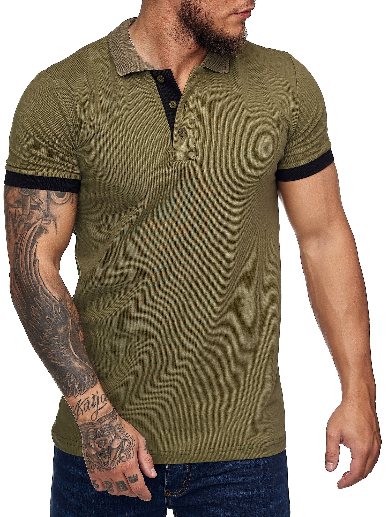 Planu Ringed Sleeves Polo T-Shirt - Army Green X0015E - FASH STOP