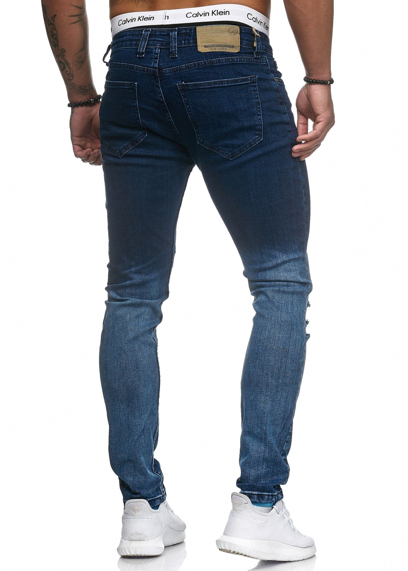 Scrapped Knees Fading Skinny Ripped Distressed Jeans - Blue X0019 ...