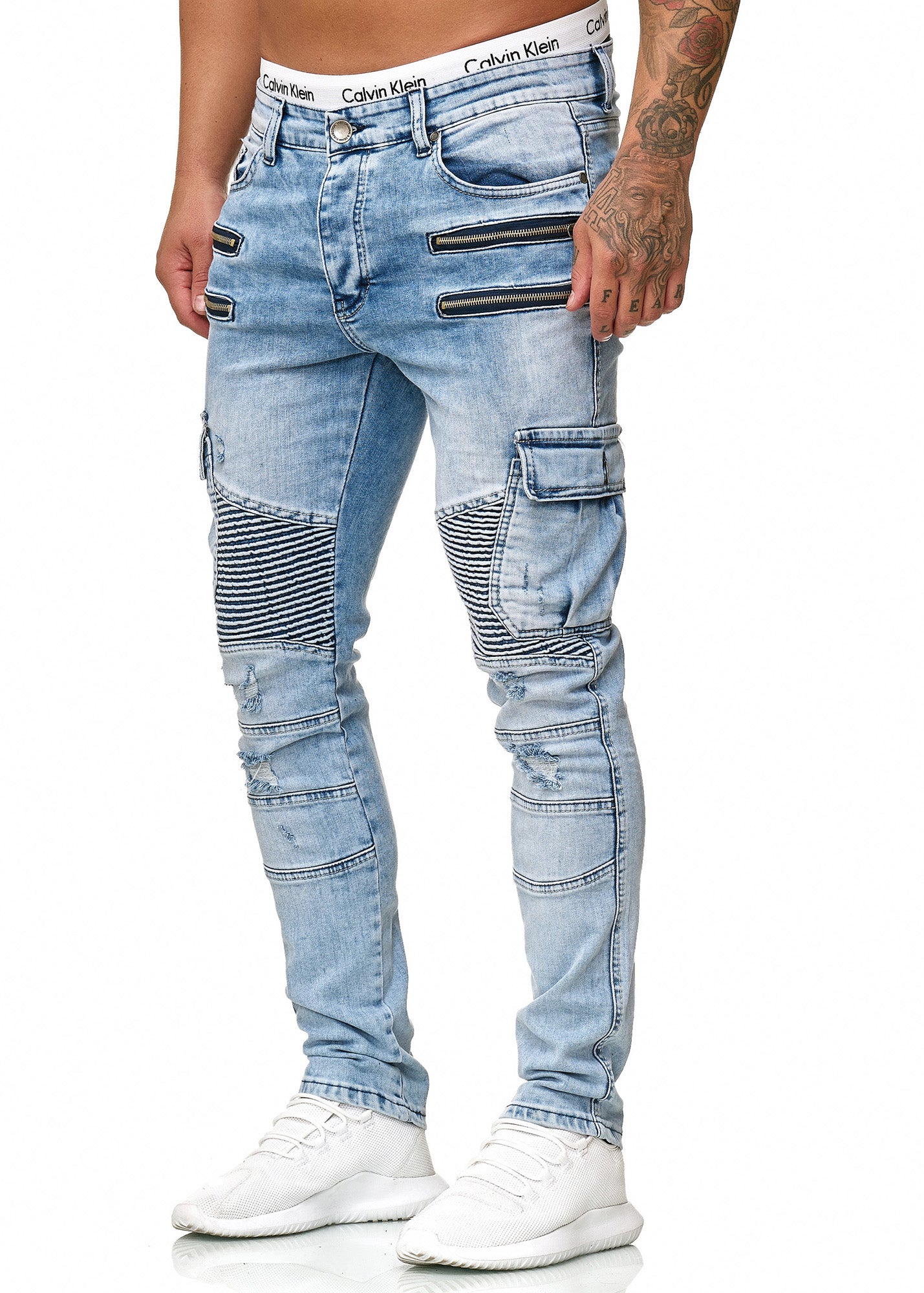 blue biker jeans