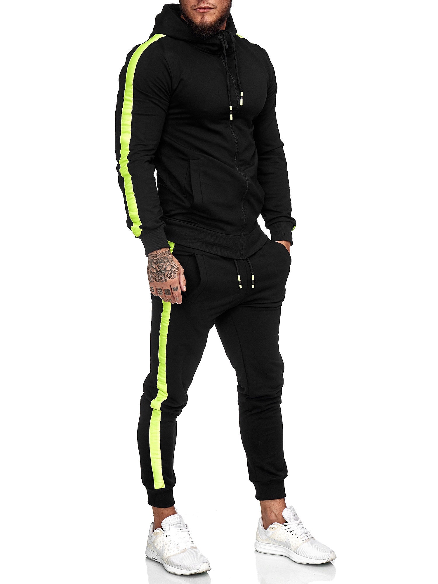 black and neon green tracksuit