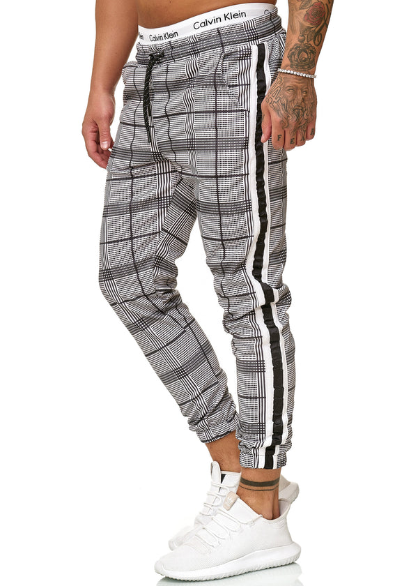 Kark II Plaid Sweatpants Joggers - Black White X0041 - FASH STOP