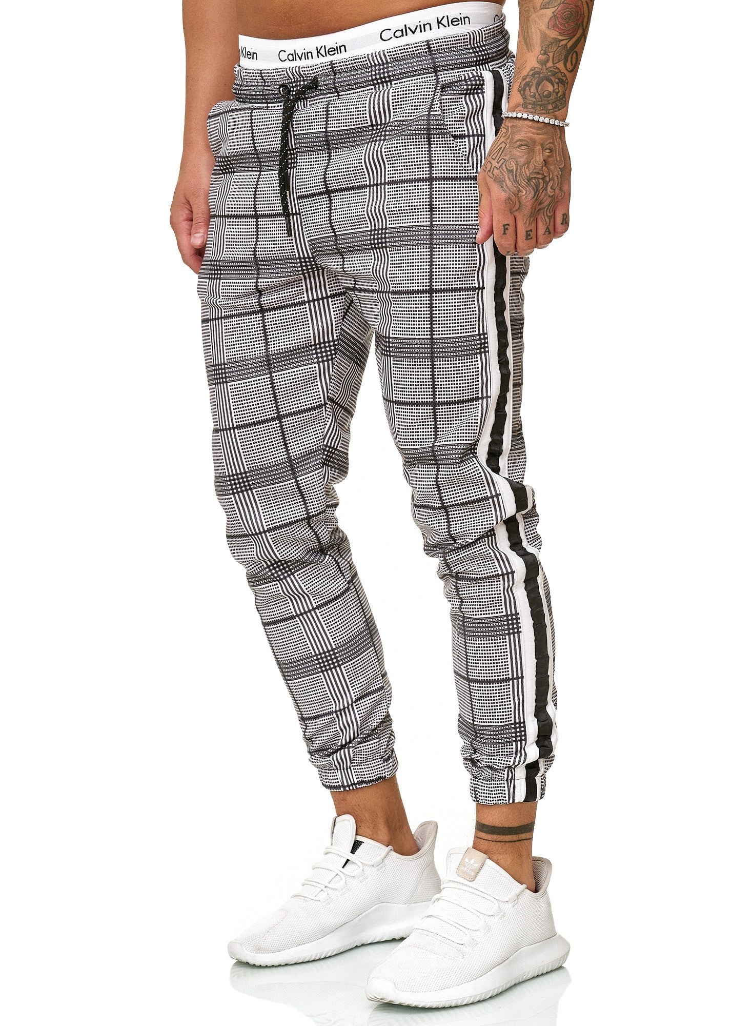 Kark II Plaid Sweatpants Joggers - Black White X0041 - FASH STOP