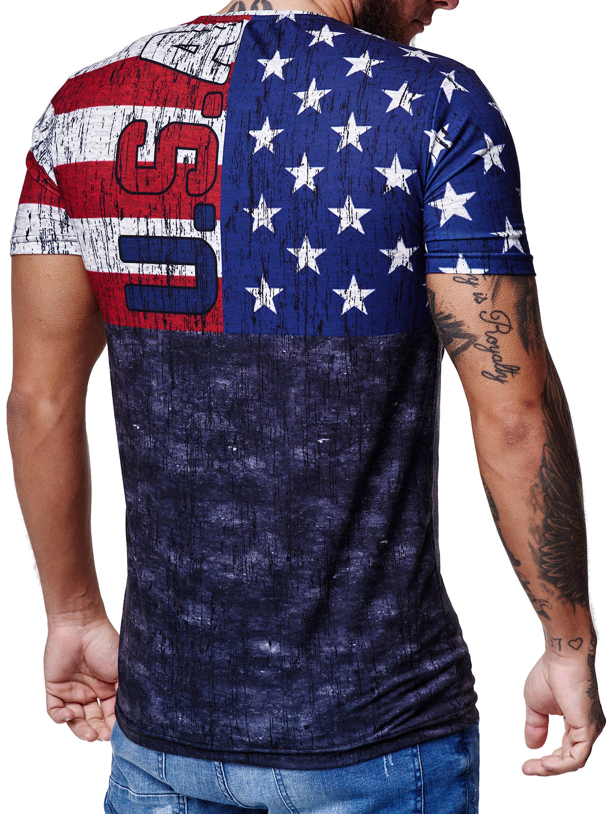 USA Flag Overt Print Graphic T-Shirt - Multicolor X0048 - FASH STOP