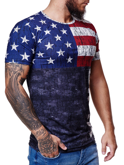 USA Flag Overt Print Graphic T-Shirt - Multicolor X0048 - FASH STOP