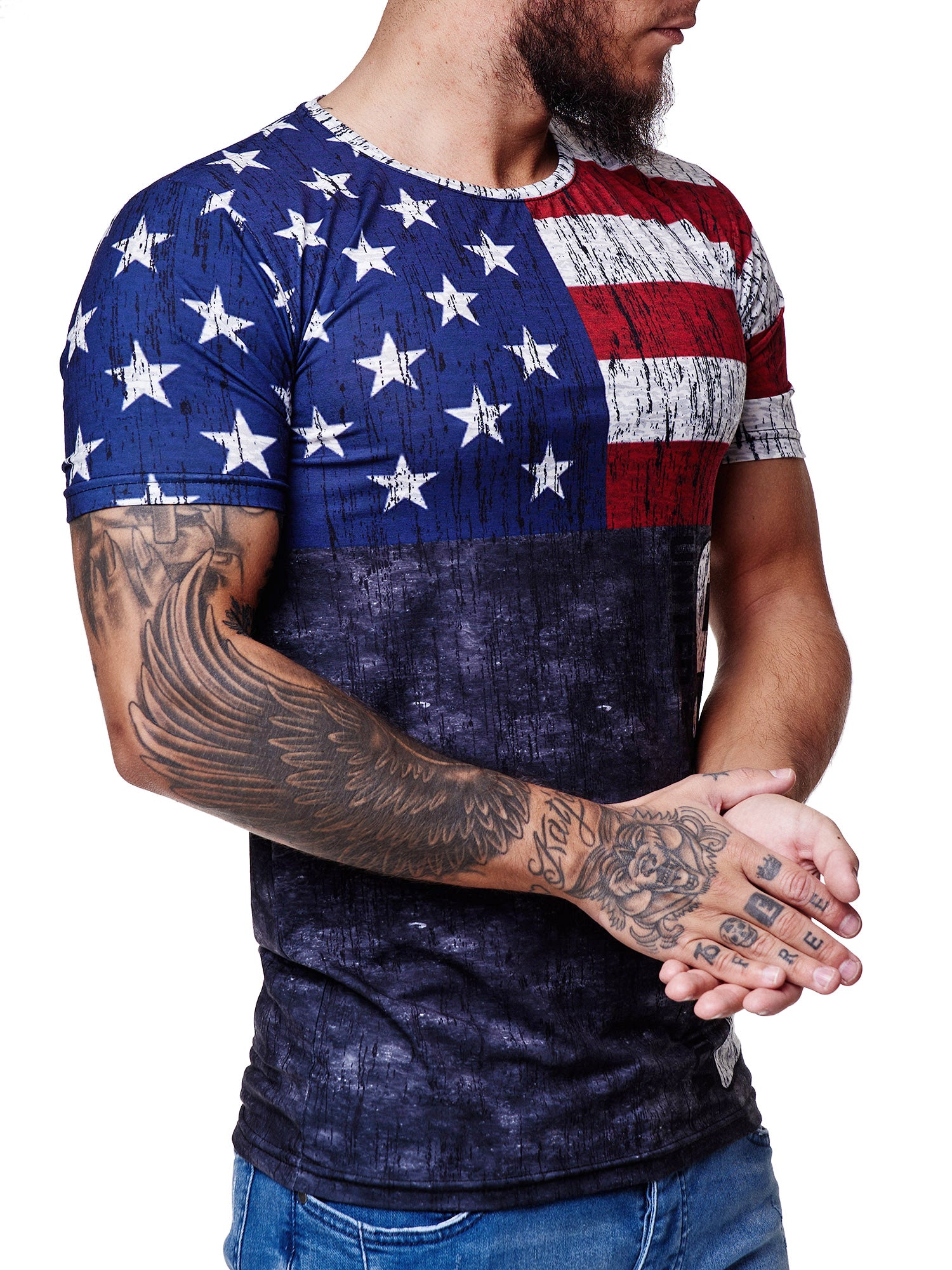 USA Flag Overt Print Graphic T-Shirt - Multicolor X0048 - FASH STOP