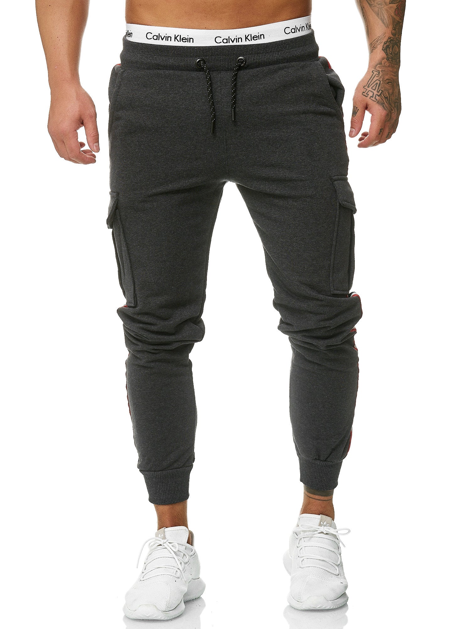 Cargo Dusi Stripe Sweatpants Joggers - Dark Gray X1B - FASH STOP