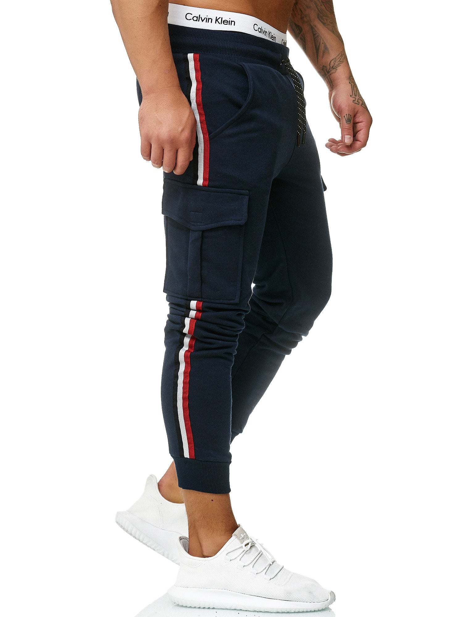 navy blue cargo joggers