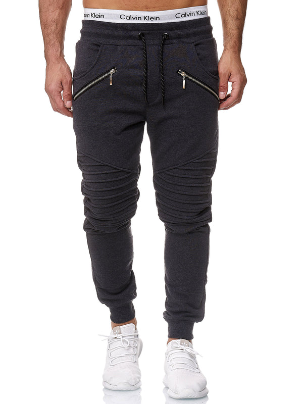 Ribbed Zipper Sweatpants Joggers - Dark Gray X2D - FASH STOP