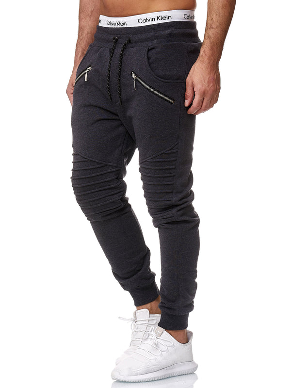 Ribbed Zipper Sweatpants Joggers - Dark Gray X2D - FASH STOP