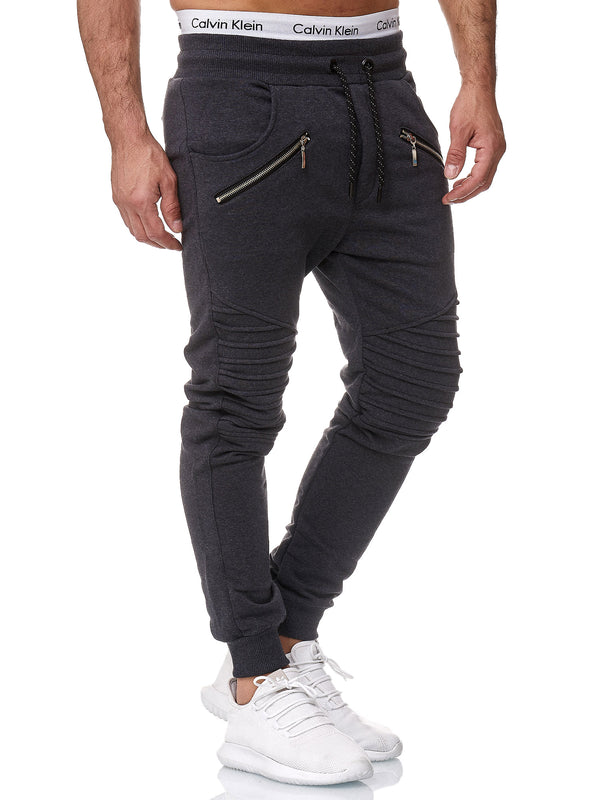 Ribbed Zipper Sweatpants Joggers - Dark Gray X2D - FASH STOP